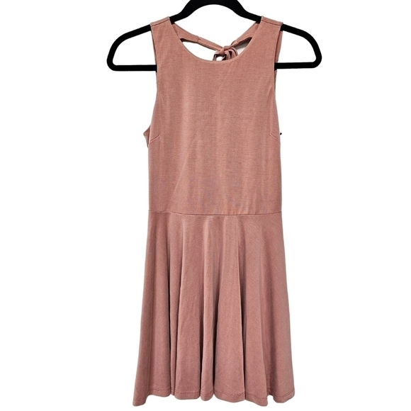 Lovers + FRIENDS Sweet Things Fit & Flare Dress, Backless Tie Neck Pink - Picture 1 of 9